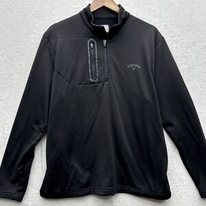 Callaway Black 1/4 Zip Golf Pullover Jacket W/Pocket- Men's Large‎ Polyester